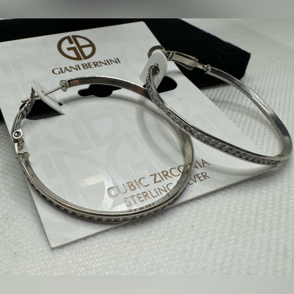 Giani Bernini Sterling Silver Cubic Zirconia Hoop Earrings NWT